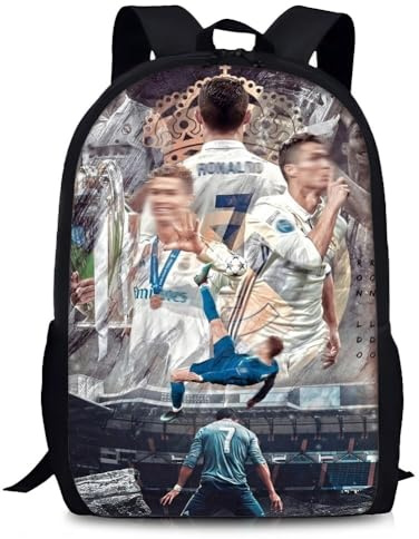 PyrrlicToy Fútbol Mochila, Mochila Estampado Football, Mochila Escolar para Niños, Mochila Escolar de Dibujos Animados, Cris Gran Capacidad Bolsa de Viaje, Adecuado Para Fanáticos del Fútbol
