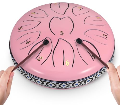 6 Zoll 11 Noten Steel Tongue Drums, D-Key Regentrommel Rain Drums,Zungentrommel mit Notenbuch, Schlägeln und Tragetasche Percussion-Instrument für Meditation, Musikunterricht