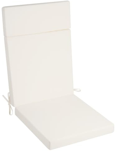 PRIMEPATIO Hochlehner Auflage 120x50x6 cm mit Abnehmbarem Bezug – Gartenstuhlauflage Wasserabweisend, 6 cm Polsterung & Befestigungsbänder – Outdoor Sitzkissen für Hochlehner, 1er Set Creme
