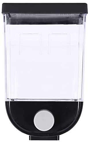 Adfaga Square Dry Food Dispenser Wall Mounted Storage Container Laundry Bead Cereal Dispenser for Kitchen Black ABS Large Capacity Transparent Press Button Design (1L)