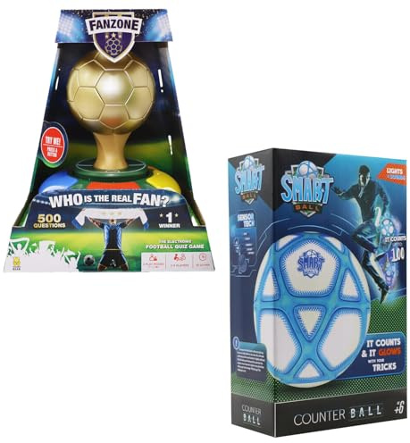 FANZONE Football Game & Smart Ball Counter Ball Duo-Pack Fußball Themenpaket mit Rapid Quiz Spiel & Fußball, der Keepy uppies für Fußballfans zählt Machen Sie Sich bereit für die WM 2026