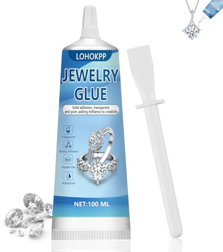 Schmucksteinkleber, Bastelkleber Schmuck | 150ml Schmuckkleber Extra Stark Transparent, Wasserfest, Zum Präzisen Verkleben, von Edelsteinen, Perlen und DIY Projekte