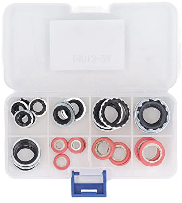 Baxnore Kit O- di tenuta per condizionatore d'aria Kit di tenuta AC durevole per compressore AC e manutenzione Set di rondelle in gomma in lega di alluminio da 40 pezzi con scatola