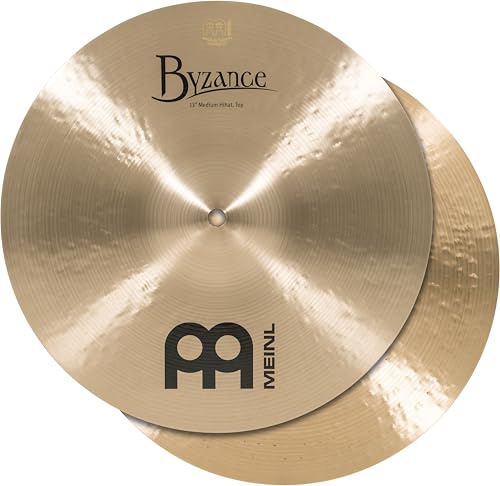 Meinl Cymbals Byzance Traditional Hihat Medium 13 Zoll (Video) Schlagzeug Becken – Paar – (33,02cm) B20 Bronze, Traditionelles Finish (B13MH)