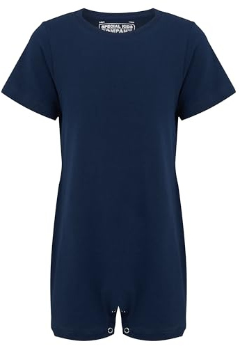 Kaycey Adaptive Clothing Kids – Short Sleeve Popper Vest Bodysuit Crotch Snap Closure | Soft Cotton Tagless Sensory Undershirt | Special Needs Clothing Boys & Girls with Autism