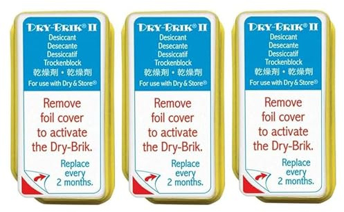 Dry-Brik® II Desiccant Blocks - 3 Blocks (1 Pack of 3 Blocks)| Replacement Moisture Absorbing Block for the Global II and Zephyr by Dry & Store | Hearing Device Dehumidifiers