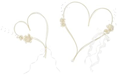 PartyDeco Rattan Herzen mit Blumensträußen Creme 2 STK. Hochzeit Party Familientreffen
