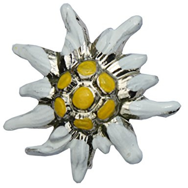 Breiter Hutanstecker und Broschen Edelweiß (Silber bemalt) Anstecker Blume