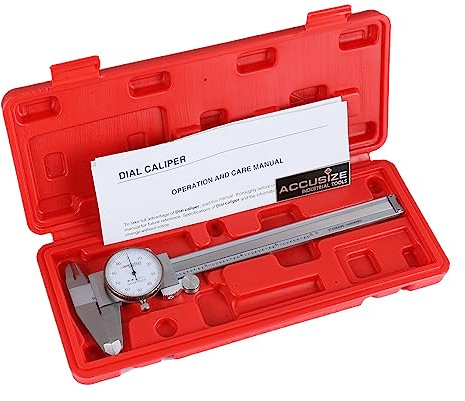 Accusize Industrial Tools 0-6 inch by 0.001 inch Precision Dial Caliper, Stainless Steel, in Fitted Box, P920-S216