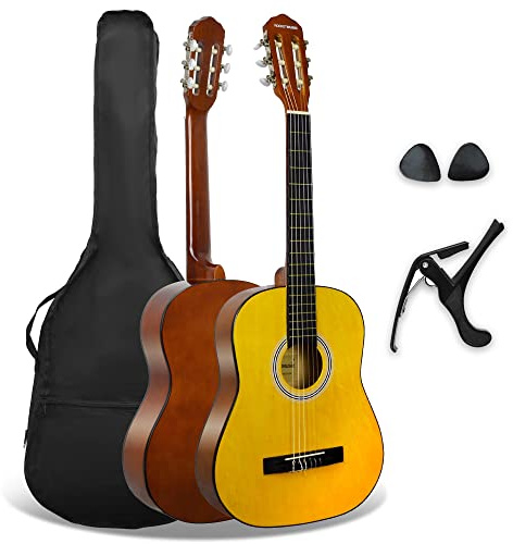 3rd Avenue Gitarrpaket för nybörjare/barn med klassisk spansk 3rd Avenue XF-gitarr i storlek 3/4 med nylonsträngar, fodral, capo och plektrum – natur