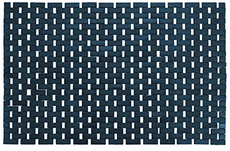 WENKO Badematte Bamboo Dunkelblau - Unterseite rutschhemmend, Bambus, 50 x 80 cm, Dunkelblau
