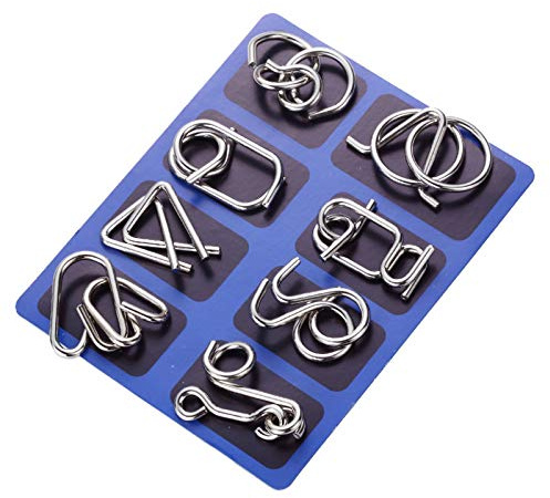 Gracelaza 8 pcs Metal Wire Puzzle Logic Brain Teaser Set - Metal Ring IQ Puzzles Difficult Games - Ideal Intelligence Toys Gifts for Kids and Adults