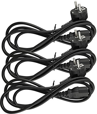 Naths Hardware® | 3x Kaltgerätekabel 1,8m | Netzteil für PC Computer Monitor Bildschirm Drucker Laptop | Kaltgerätestecker C13 auf Schutzkontakt gewinkelt CEE 7/7 | Stromkabel Schuko Kaltgeräte