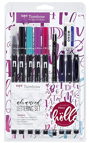 Tombow Lettering Set, Stifte + Radierer inklusive Anleitung, Designed von Frau Hölle (Advanced)