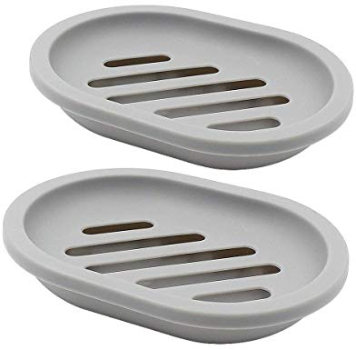 Topsky Paquete de 2 jaboneras, Soporte para jabón, Protector de jabón, fácil Limpieza, seco, para Uso en baño, Cocina y Ducha (Gris)