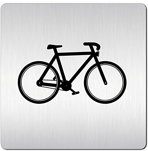 Türschilder24 XXL Schild - Türschild (B) • 125 x 125 mm • Fahrradkeller – Fahrrad Piktogramm • 1,5 mm Aluminium Vollmaterial • 100% Made in Germany