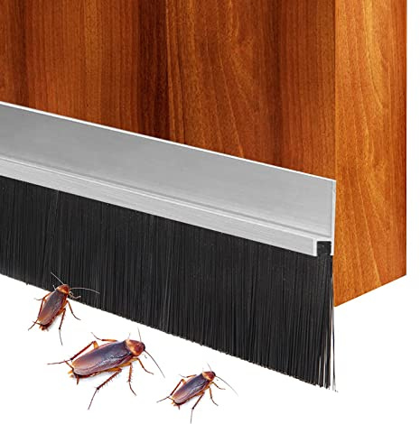 AllRight Bürstendichtung 50 x1000mm Streifenbürste Türbürste Insektenschutz Türbesen Luftzugstopper aus Aluminium Türdichtung mit Bürste für Türen Schiebetüren Garagentore Schranktüren Fenster etc