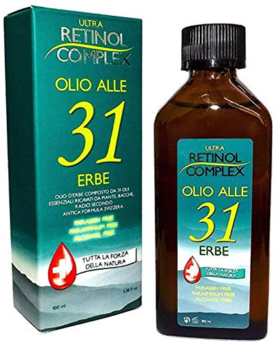 Retinol Complex 31 Herb huile - Sans paraben, paraffine et sans alcool - utile contre les maux de tête et les douleurs corporelles - 100ml 12m