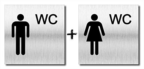 Türschild Damen & Herren Set Toilette UV Druck 12 x 12cm - 3mm Aluverbund - Made in Germany