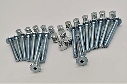 HMH-Shop Bettschraube sechskant M6x50mm / M6x60mm / M6x70mm / M6x100mm Möbelschraube Quermutter M6 (16, Bettschraube M6x50mm + Quermutter)