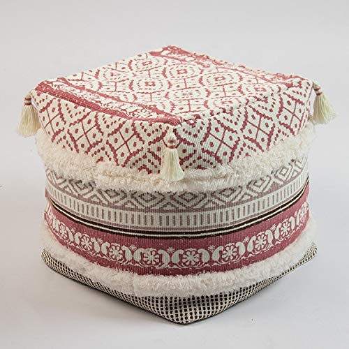 MOCOFO Tufted Sofa und Hocker Viereckige Quaste Modern Simple Home Schlafzimmer Erkerfenster Pad Wohnzimmer Couchtisch Einfarbig Futon Dekoration Blumenerde Hocker (rot, 45 x 45 x 40 cm)