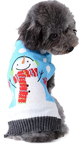 Hund Mantel Hundepullover Weiche Strickwaren Schneeflocke Weihnachten Mantel Kleidung, Rollkragenpullover Winter Hundepulli Jumper Outfit Kleine Mittlere Große Hunde (Blau, XXL)