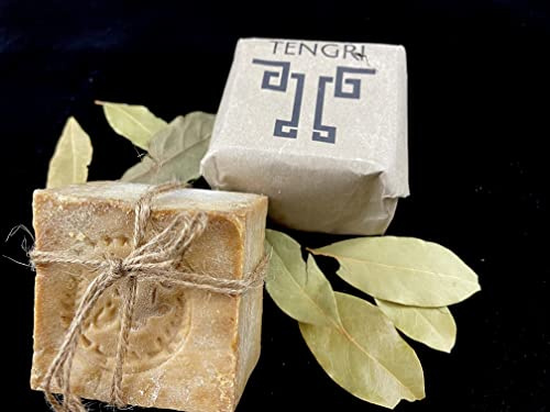 TENGRI® Original Aleppo Seife Set 2 x 200g (400g+/-) mit 20% / 80% Lorbeeröl/Olivenöl | Haarwaschseife/Duschseife | Handarbeit Vegan Natur