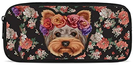 Belidome Entzückendes Hunde-Federmäppchen, mit Blumenmuster, für Mädchen, weich, langlebig