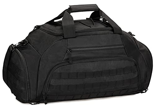 Sporttasche, 45 l, taktischer Rucksack, Sport, Fitnessstudio, MOLLE, Gepäck, Koffer, Reisen, Schultertasche für Männer und Frauen, Outdoor, Camping, Wandern, Radfahren, Klettern, Trekking, Schwarz