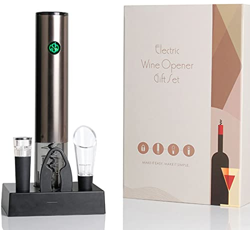 Tire Bouchon Électrique Rechargeable,InnovTec Tire Bouchon Électrique Sommelier Coffret Design Facile a Ouvrir Professionnel Socle de Recharge sans Fil Amateur Acier