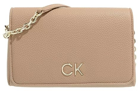 Calvin Klein Damen Tasche Re-Lock Shoulder Bag Flap Klein, Beige (Safari Canvas), Einheitsgröße