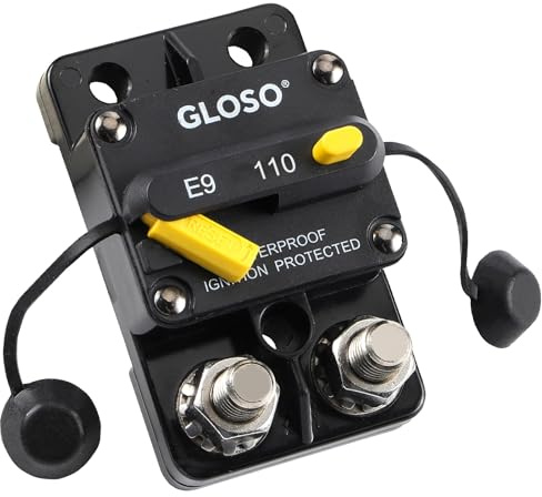GLOSO Leistungsschalter Manuell Reset Schutzschalter Sicherungsautomat Wasserdichtes Boot Kfz Batterie Auto Lastwagen 110 Ampere E9C