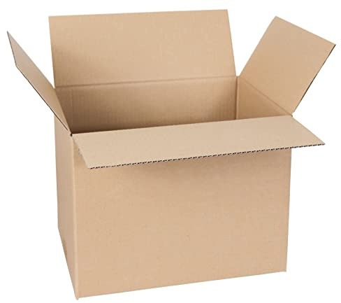 smiley pack 50 Stück Faltkartons 320 x 240 x 240 mm braun | Versandkarton 32 x 24 x 24 cm aus Wellpappe 1 wellig – Karton, Pappkarton, Versandbox für Paket & Päckchen