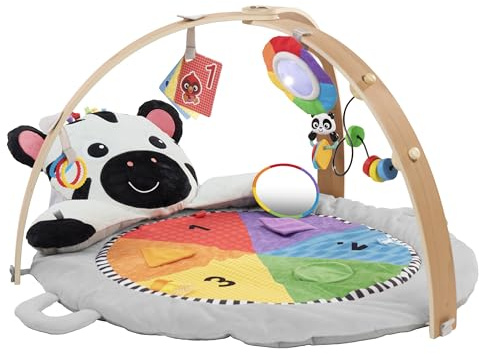 Baby Einstein Zen's Activity Milestones Gym en peluche avec barre en bois, pour bébé à tout-petit, 0-12 mois, lavable en machine