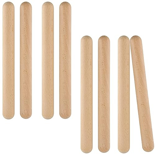 CHEUKYIU 8 stycken 20 cm stycken klangträ klangträ instrument rytmstavar set klangstavar av trä för skolor, band, proffs eller nybörjare av alla stilar, opålade