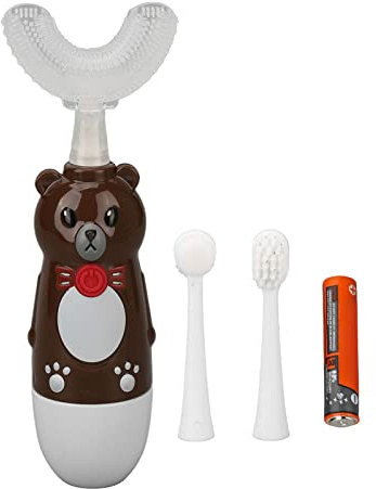 Electric Toothbrush for Kids, Children's Toothbrush, U Shaped Silicone Sonic Toothbrush with 3 Brush Heads,Automatic Cleaning Oral Care Tool, for 6-12 Years Old Kids (Coffee)