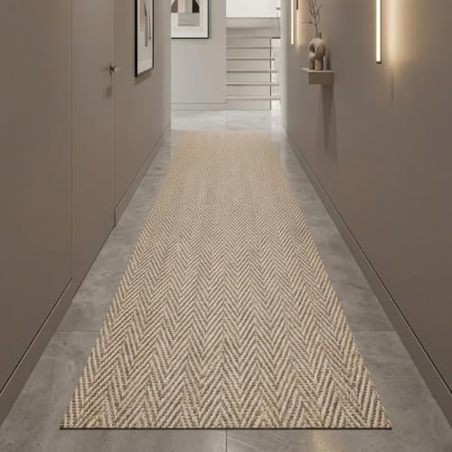 Alfombra Vinilica Espiga, para Cocina, Pasillo, de Color Marron, beig Efecto Natural digitalizado.