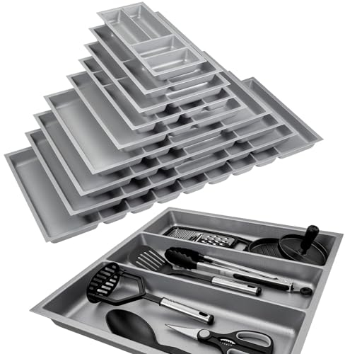 ORGA-BOX 2 Insert multifonctionnel Profondeur : 461 x Largeur : 509 mm gris argenté avec structure Canvas pour tiroir Nobilia/Noblessa de 60 mm jusqu'à 07/2012