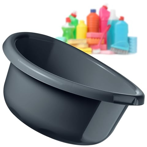 KADAX Round Bowl 25L, Plastic Washing Up Bowl for Kitchen and Bathroom, Large Basin for Washing Dishes, Soaking Laundry and House Cleaning (Dark Grey)