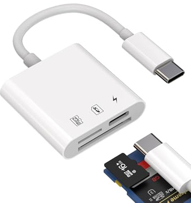 Adapter USB C Kartenleser SD Micro SD Ladegerät 3in1 für Apple Macbook für Iphone15 Pro Max für Ipad Kompatibel mit Samsung Mehrfachsteckdose Card Reader Hub Docking Station PC Computer Zubehör