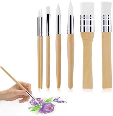 6pcs Wooden Paint Brush Set, Paintbrushes for Acrylic Painting, Artist Paintbrushes Kit, DIY Arts & Crafts Supplies