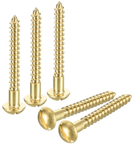 QUARKZMAN Vis à Bois en Laiton M4 x 40mm à Tête Ronde Fendue 20pcs | Vis Autotaraudeuses pour le Travail du Bois