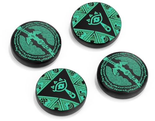 DLseego Switch Thumb Grips,Cool Joystick Cover Anti-Slip Analog Stick Cap Cover,4PCS Thumb Grip Caps Compatible with Switch/OLED/Lite,Green-Black