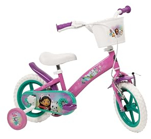 Toimsa Gabbys dockhus 12 tum cykel, barncykel lär sig att rida, med träningshjul stabilisers och flyttskydd, för barn/ungdomsålder 3–5 år, rosa