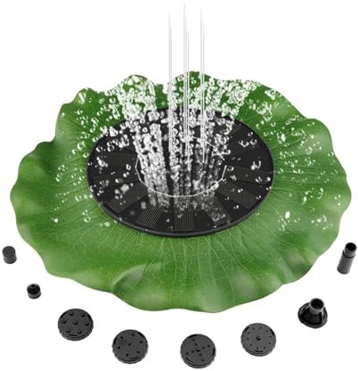 Shurzzesj Fontaine solaire d'extérieur pour bassin - Décoration de jardin - Fontaine d'extérieur avec buses, fontaine d'eau pour bain d'oiseaux, accessoires de jardin