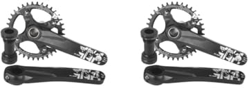 Mealoodiousmusea Hollowtech-Kurbel, verschleißfest, Mittelachse, Aluminiumlegierung, geriffelte Scheibe, integrierte Kurbelgarnitur, stabiles Kettenrad, Stil 3, 2 Stück