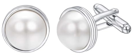 Asienice Pearl Cuff Links Mens Silver Fancy Pearl Cufflinks Men's White Accessories Mens Suit Shirt Cufflinks