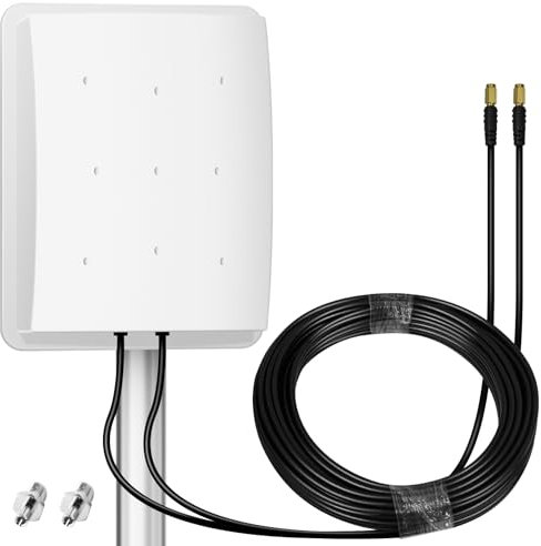 Antenna 5G Antenna 4G LTE Esterna Doppia Polarizzazione 14DBi Antenna WiFi 698-2700 | 3300-3800 MHz Antenna Direzionale Router Antenna Esterna MIMO SMA / 2 x TS9 Antenne, 2x10M Cable,3G/4G/5G/GSM/GPRS