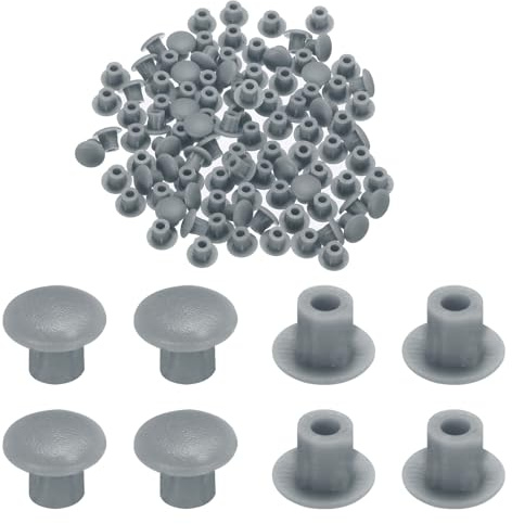 sourcing map 100pcs Plastic Hole Plugs, 5mm (3/16 Inch) Dark Grey Screw Caps Cover Snap in Locking Round Button Top Shelf Plugs for Cabinet Cupboard Bookcase License Plate Furniture