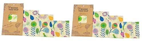 Healeved 2 Sets Bienenwachs-lebensmittelverpackungen mit Verschiedenen Mustern Wiederverwendbar Sicher und Aus Bio-Baumwolle für Den Gewerblichen Gebrauch Im Haushalt 3 Stück